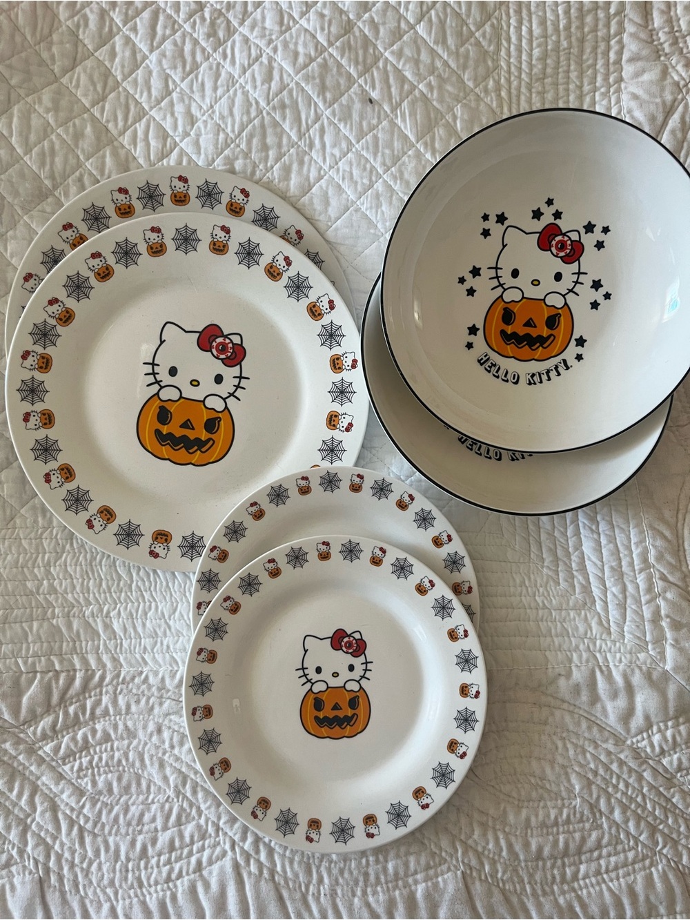 Hello Kitty Halloween Ceramic Dinnerware Set - White, Orange, Red
